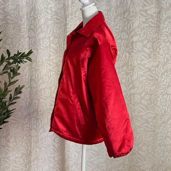 NWOT Gap Shiny Red Nylon Streetwear Jacket Fleece Lined Gorpcore Preppy Size S - Picture 7 of 8